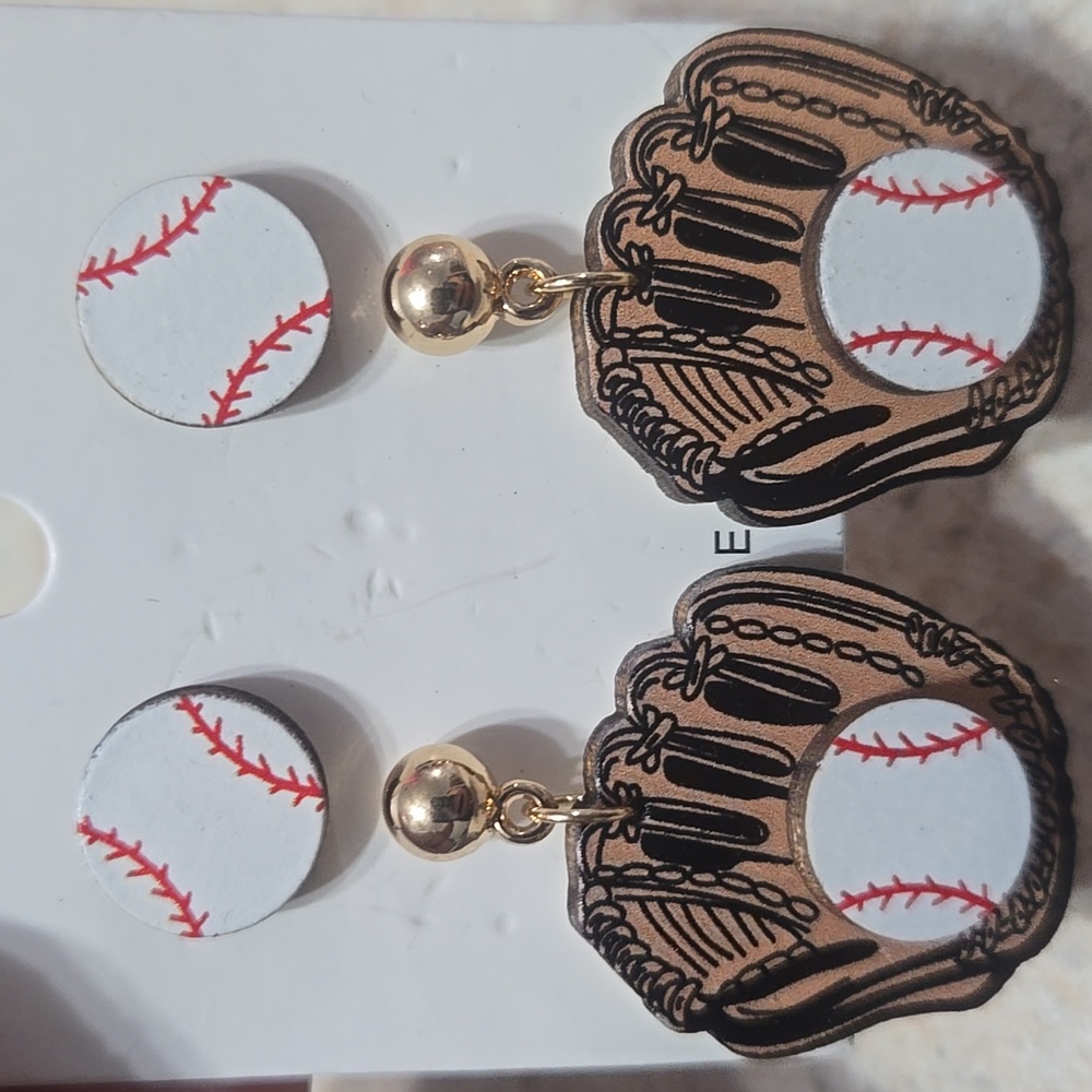 Baseball Post & Glove and Ball Post Earrings 2 Pair